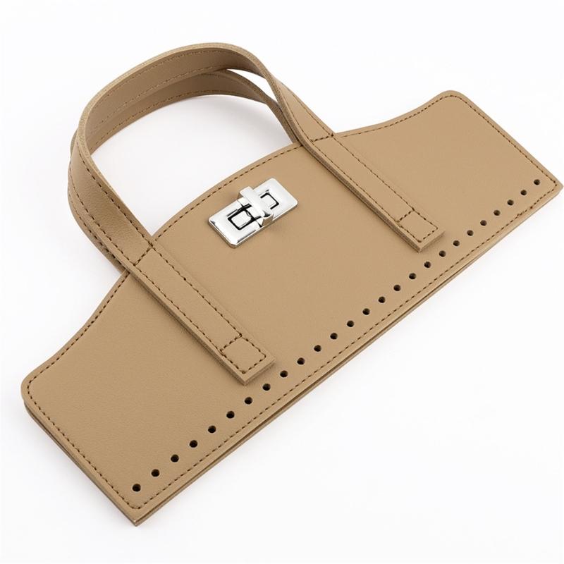 1Set Detachable PU Leather Bag Handle Bag Flap Cover with Lock Replacement Accessorie for DIY Crochet Handbag Sewing Kit