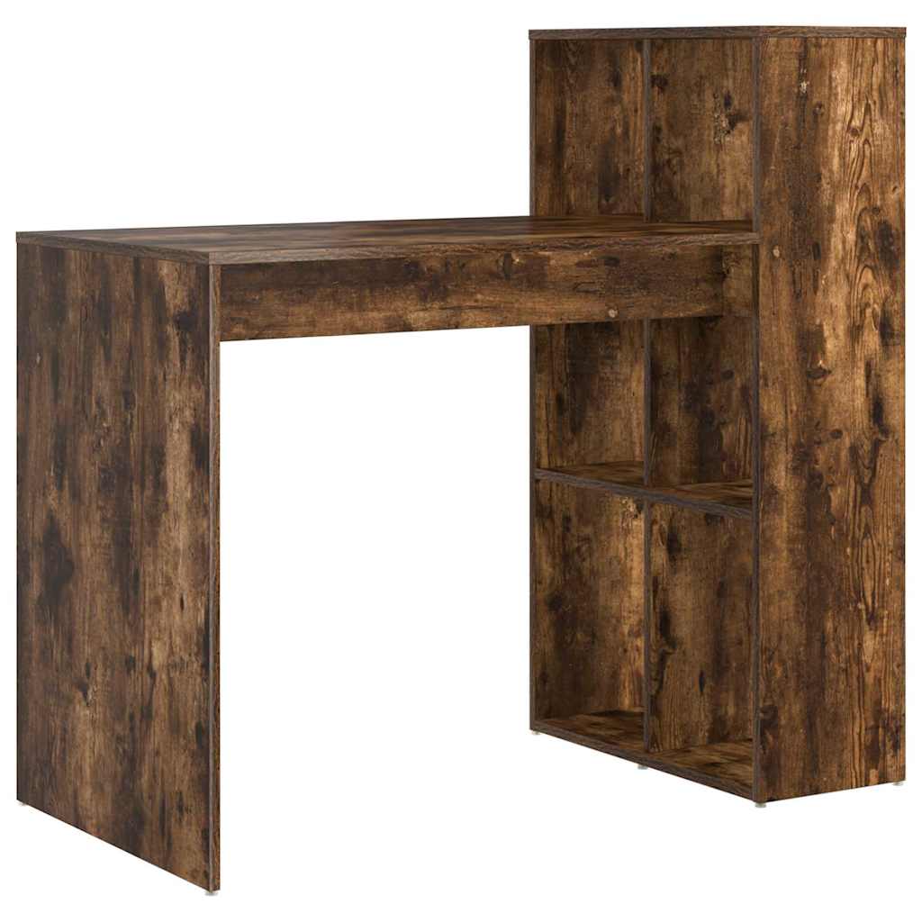 Desk with Shelf Smoked Oak 108 x 55 x 103.5 cm