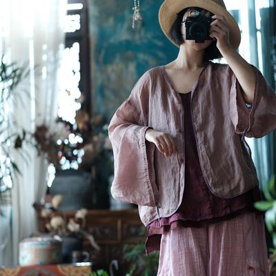 Frauen Vintage Rosa Shirts V-Ausschnitt Fledermaus Ärmel Blusen Frühling Hohe Qualität Taste Lose Frauen Shirts Tops