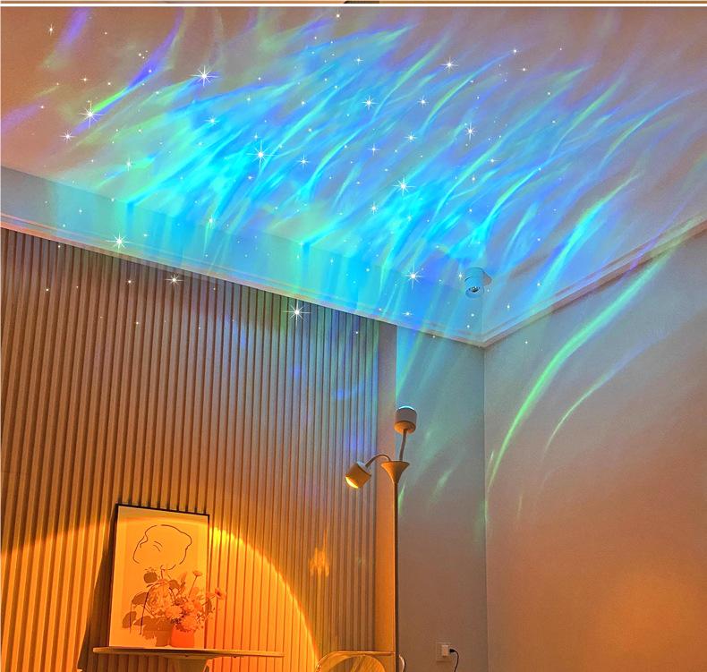 Ripple Atmosphere Light: Sunset Projection Dual-Head Floor Lamp for Living Room 