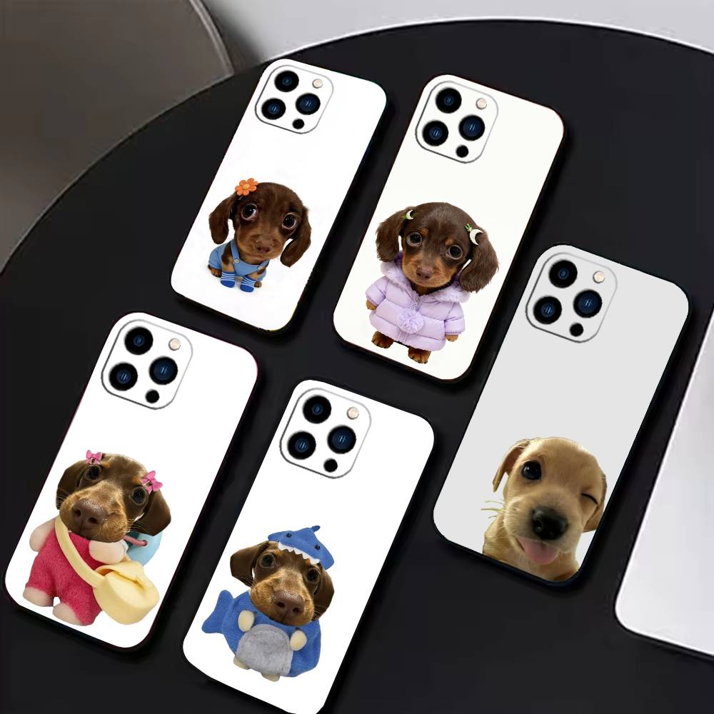 Goofy Dogs Big eyes Phone Case For iPhone 16,15,14,13,12,17,Pro Max,Plus Silicone Black Case