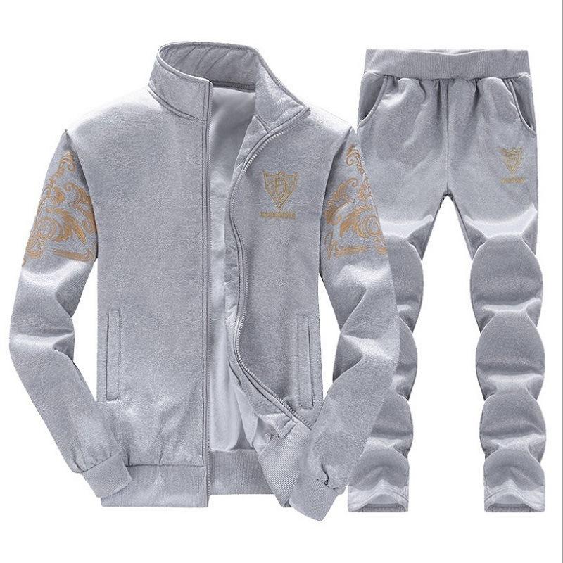 Traje de Dos Piezas Casual Bordado para Hombre con Estampado