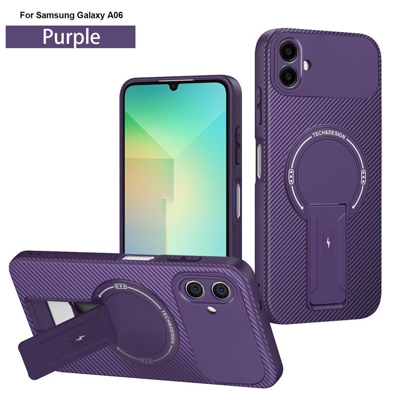 Suitable for Samsung S25 Ultra Carbon Fiber Stand Mobile Phone Case Galaxy A06 Magnetic Charging Heat Dissipation Case