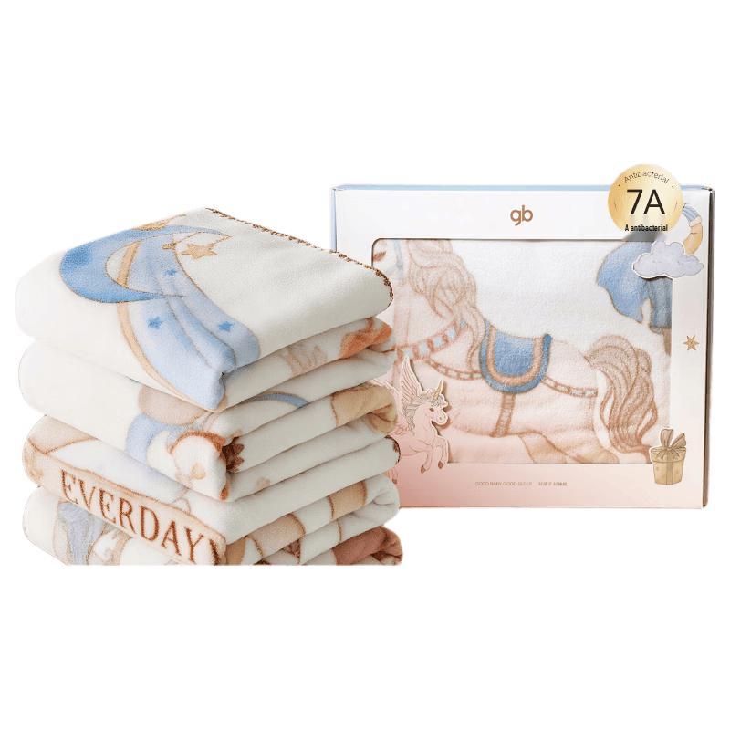 Двухслойное флисовое детское одеяло Goodbaby Пингвин 7A Antibacterial Antistatic синий