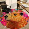 1pc Capybara Print Chair Carpet for Office, Round Non-Slip Durable Large Size Office Carpet, Suitable for Office, Beautiful Decoration