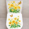 Yellow Chrysanthemum Butterfly Toilet Decoration Stickers, Bathroom Toilet Beautification Stickers