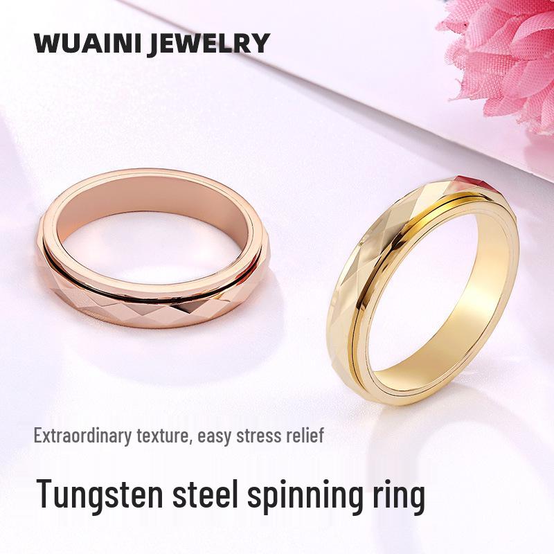 Elegant Tungsten Steel Spinning Ring: Women's Non-Fading Good Luck Accessory