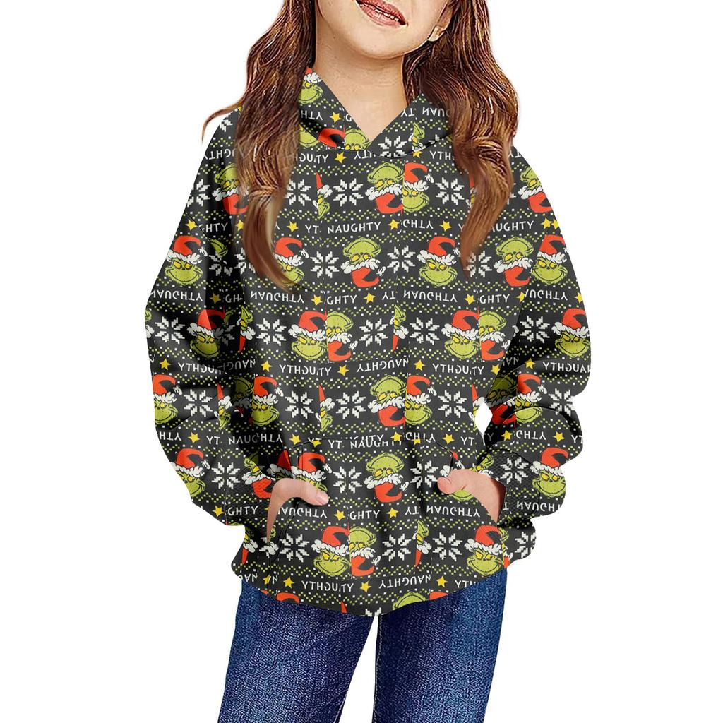Children's Long-sleeved Loose-fitting Pullover Hoodie With Drawstring And Solid Color
