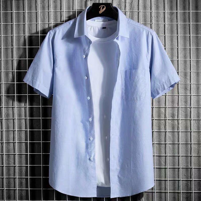 Men's Korean Style Summer Casual Short-Sleeve Oxford Shirt