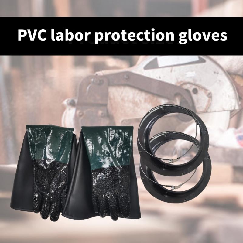 Guanti protettivi per sabbiatura Lunghi Foderati in Cotone Guanti da Lavoro di Sicurezza con Pinza Porta-Guanti per Uso in Cabina di Sabbiatura