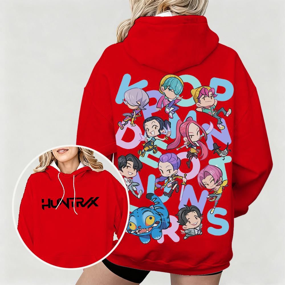 KPop Demon Hunters Cute Animated Characters Print Casual Fashion Daily Hoodie Women's Oversized Comfortable Hoodie