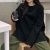 Harajuku Long T-Shirt Spring Autumn Solid Simple Oversized T-shirt for Women Goth T-shirts Split Long Sleeve Tops