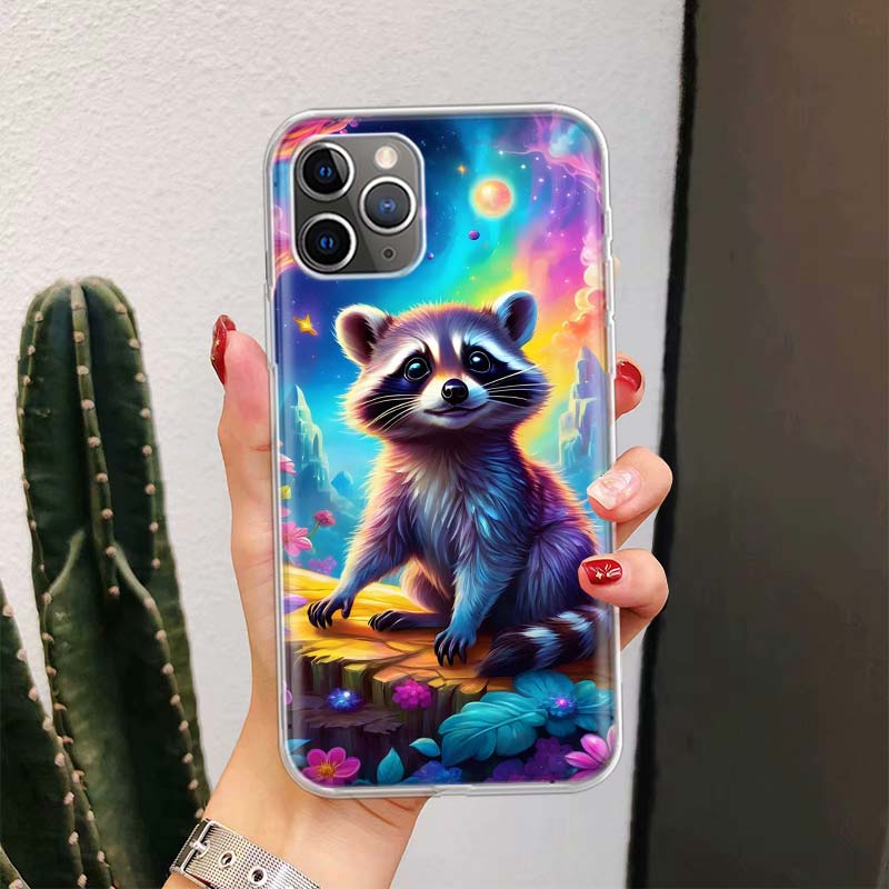 Waschbär Süßes Tier Für iPhone 17 Air 16 15 14 Plus 13 Mini 12 11 Pro Max Handyhülle 16E 7 Druck 8 SE Fundas Hülle Weiche Hülle 16