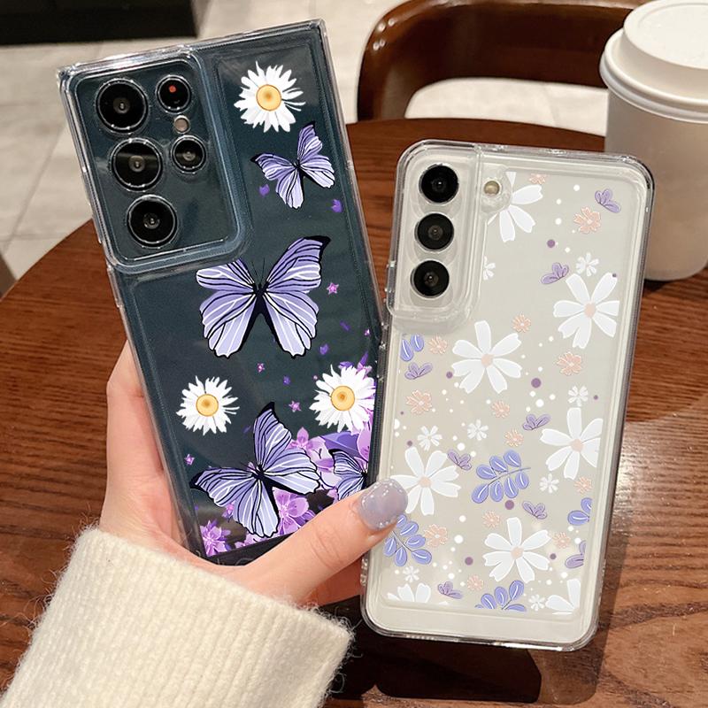 Butterfly Pattern Clear Case For Samsung Galaxy A56 A55 A54 5G A36 A35 A34 A26 A16 A15 S21 FE S22 S23 S24 Plus S25 Edge S25 Ultra Soft TPU Phone Cover