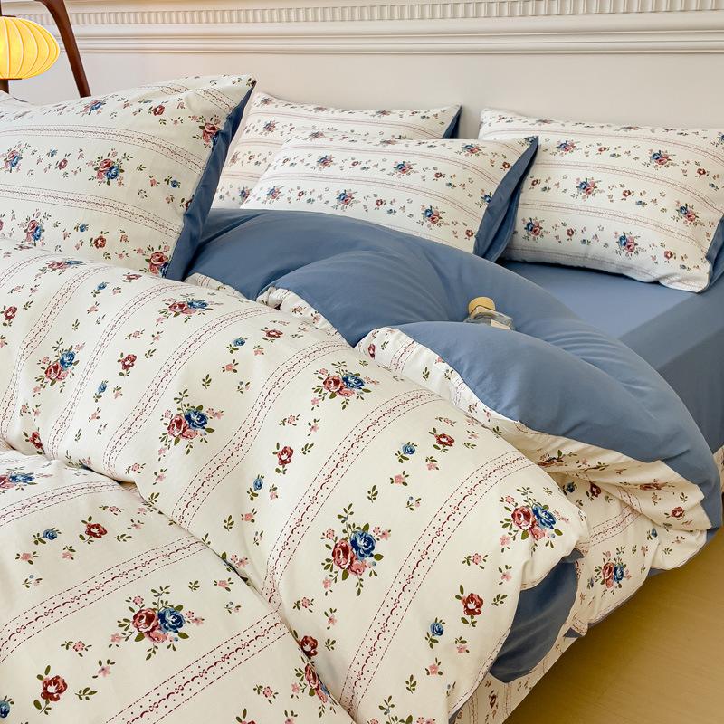 

Хлопковый комплект из четырех предметов Xiaozhu класса A, жаккардовая утолщенная двухслойная пряжа, супермягкий комплект из трех предметов, простой пододеяльник, простыня 2.0m bed sheet 4pcs