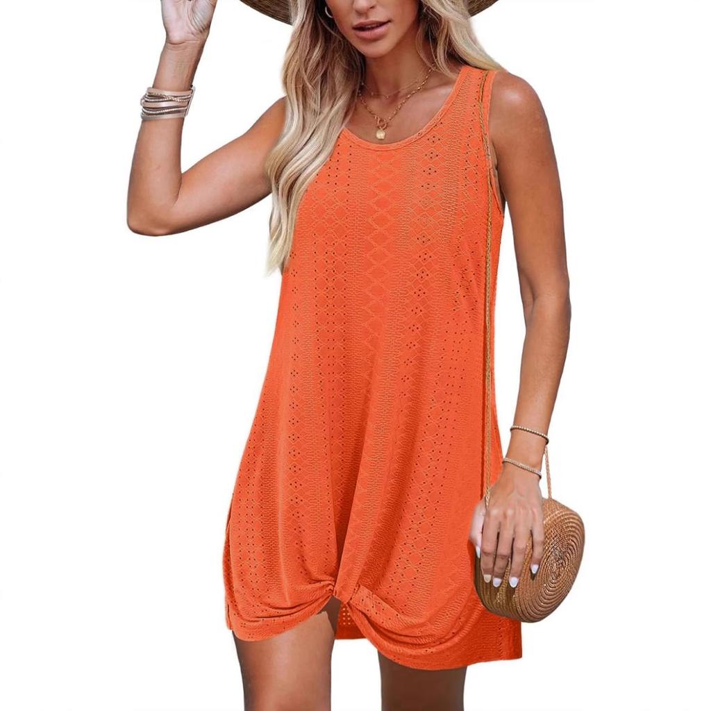 Womens Twisted Mini Dress Sleeveless Swimsuit Coverup Bathing Suit Beach Vacation Clothes 2025