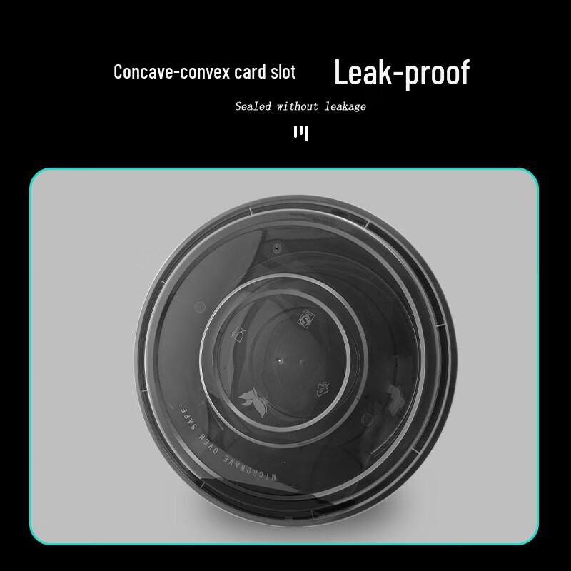 Jinmei Box King 2500ml Black Round High-Lid Disposable Food Container