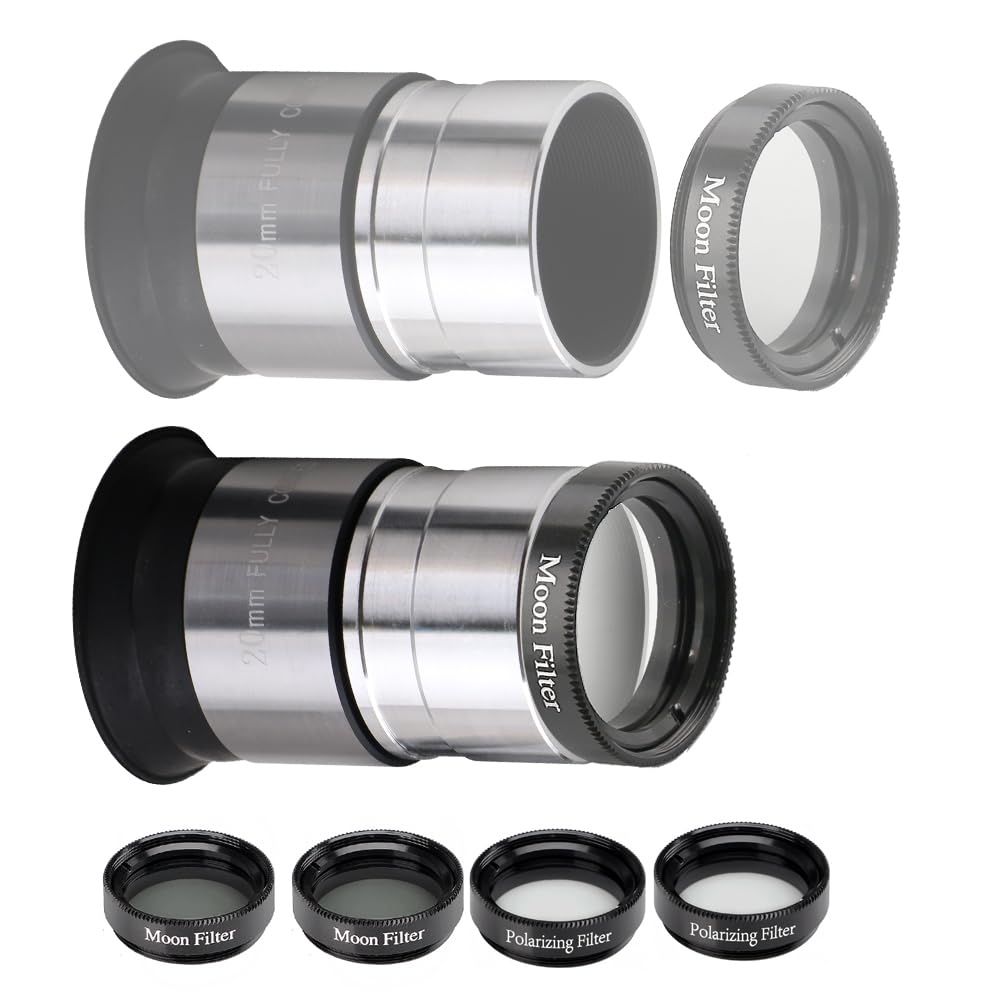 ANQILAFU Eyepiece Full Set 5x Barlow 2 Lunar 2 Polarizing Filters Optics for Images 1.25-inch 4mm/10mm/20mm Eyepieces, Lens, Filters, Multi-coated