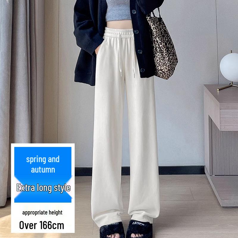

Warm Wool Flannel Wide-Leg Pants for Women - Plus Size, Velvet-Enhanced, Ideal for Pear-Shaped Body in Autumn and Winter L fits 131-160 jin