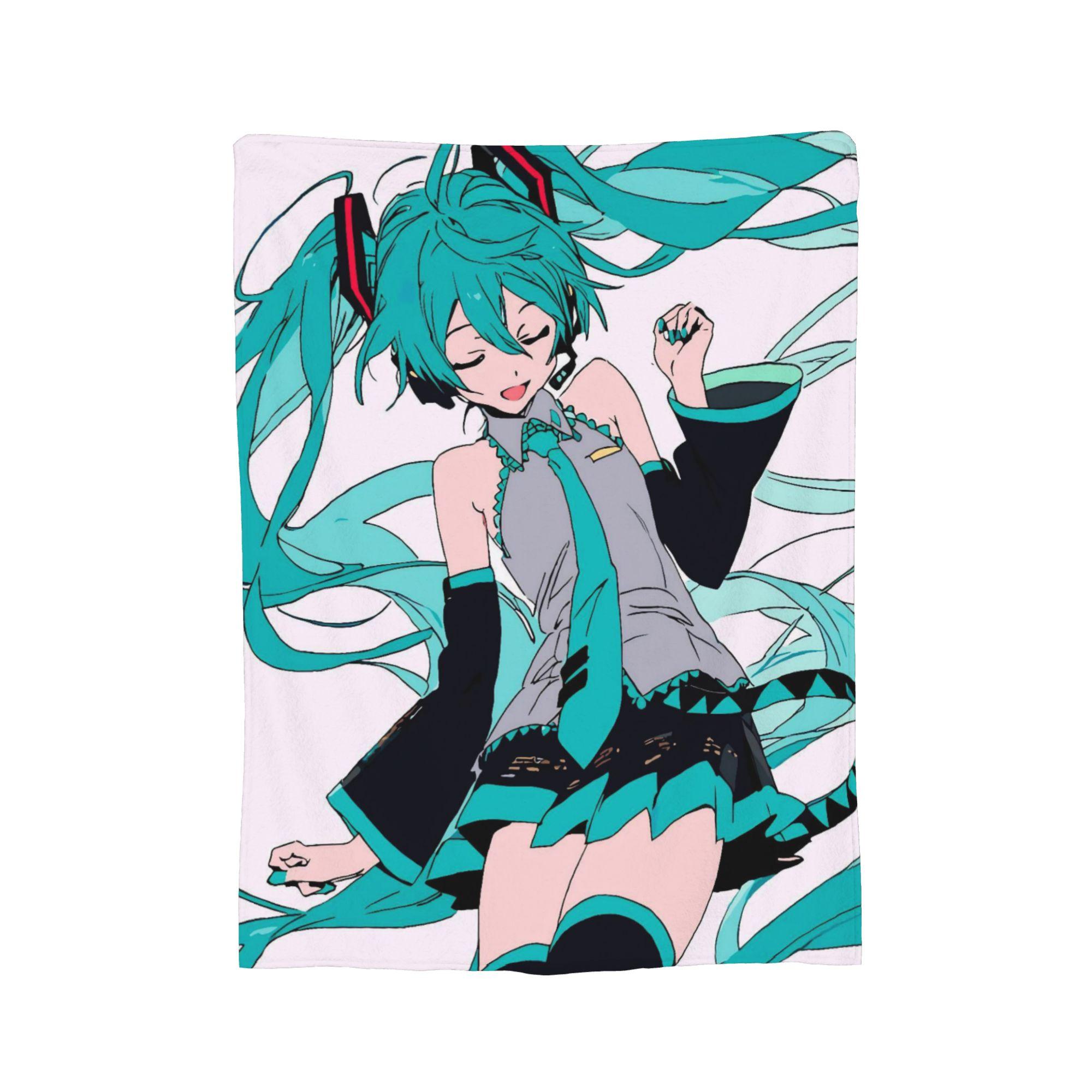 Hatsune Miku Anime Blankets Flannel Printed  Breathable Soft Throw Blanket for Home Bedroom Bedspreads 75x90cm