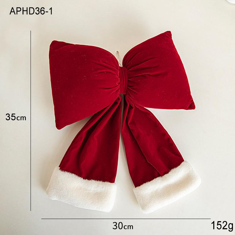 Velké červené sametové mašle DIY přívěsky na vánoční stromky vánoční girlanda závěsné ozdoby domácí novoroční párty dekorace potřeby