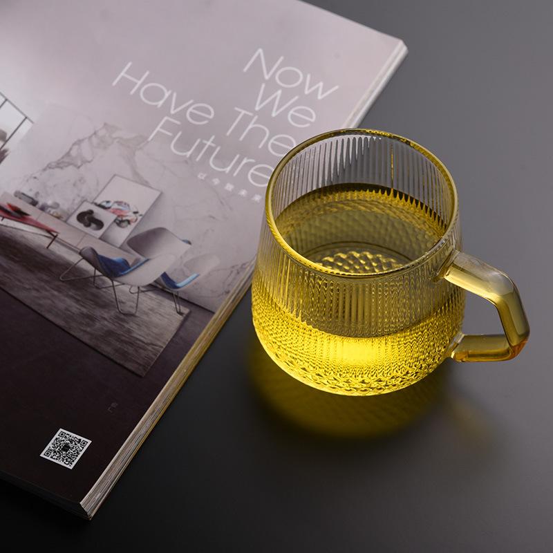 

Кружка из полосатого стекла с высоким содержанием боросиликата для дома, личная, термостойкая, для напитков, офисная, с фильтром, для заваривания цветочного чая, чайная кружка с ручкой 201-300ml