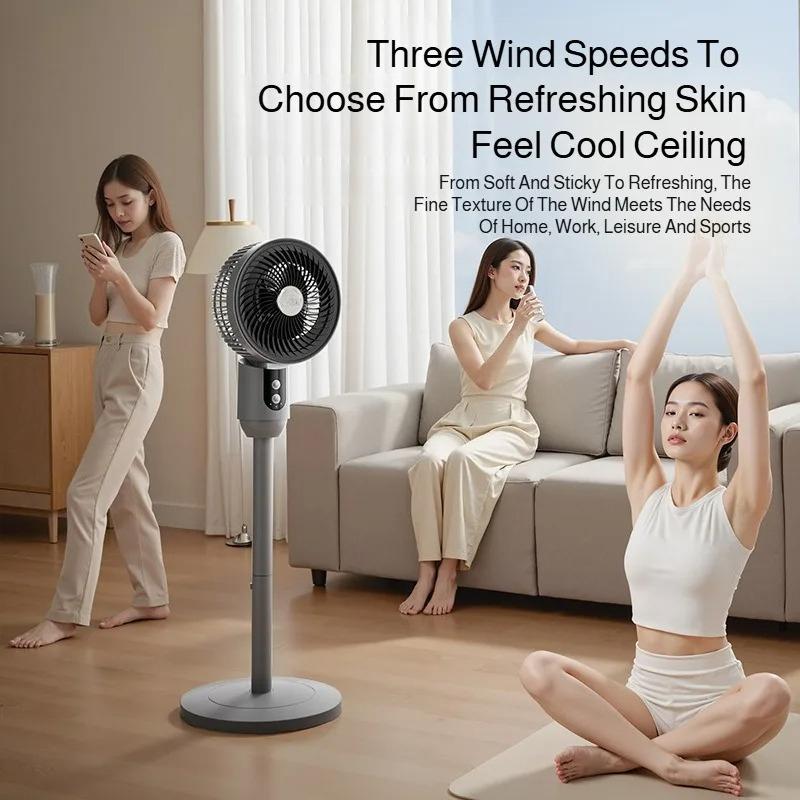 Household Floor Fan Three-speed Wind Silent Electric Fan Floor High Wind Air Circulation Fan Dual-purpose Fan With Universal Head