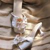 Fashion Women's Fashion Fine Heel Flip-flops Summer New Square Head Open Toe Flower Set Foot Anti-slip Wear Heel Shoes