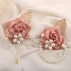 Artificial Flower Wedding Corsage Pair For Bride Grooms Bridesmaids Matching Accessories Western Ceremony