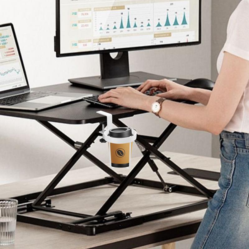 Table Side Cup Holder Desk Side Cup Holder Stainless Steel Anti-Spill Drinks Storage Holder for Coffee Mugs Water Bottles
