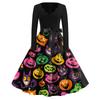 Women's Casual Fashion Halloween Printed V-Neck Vintage Dress