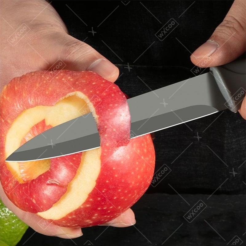 Three-color Fruit Knife Sharp Pocket Kitchen Fruit Knife Stainless Steel Knife with Non-slip Handle Paring Knife Cooking Cutter