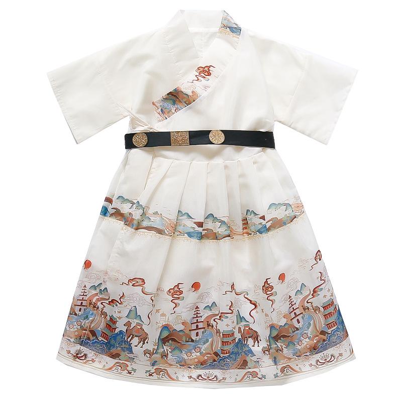2024 Children's Day Caiyun Zhuiyue Hanfu: Short Sleeve Ancient Style Dress for Boys and Girls
