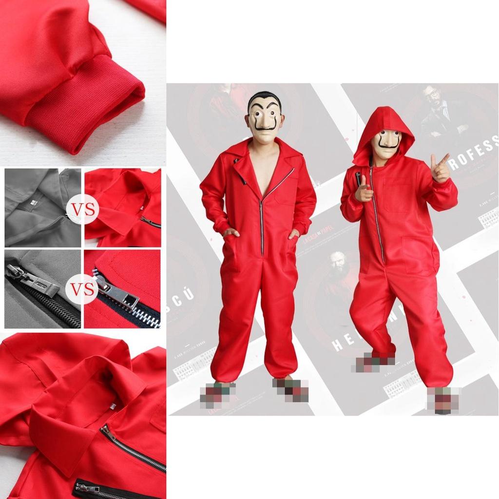 Salvador Dali Money Heist Cosplay Costume For Adults In Stylish Red Jumpsuit Design
