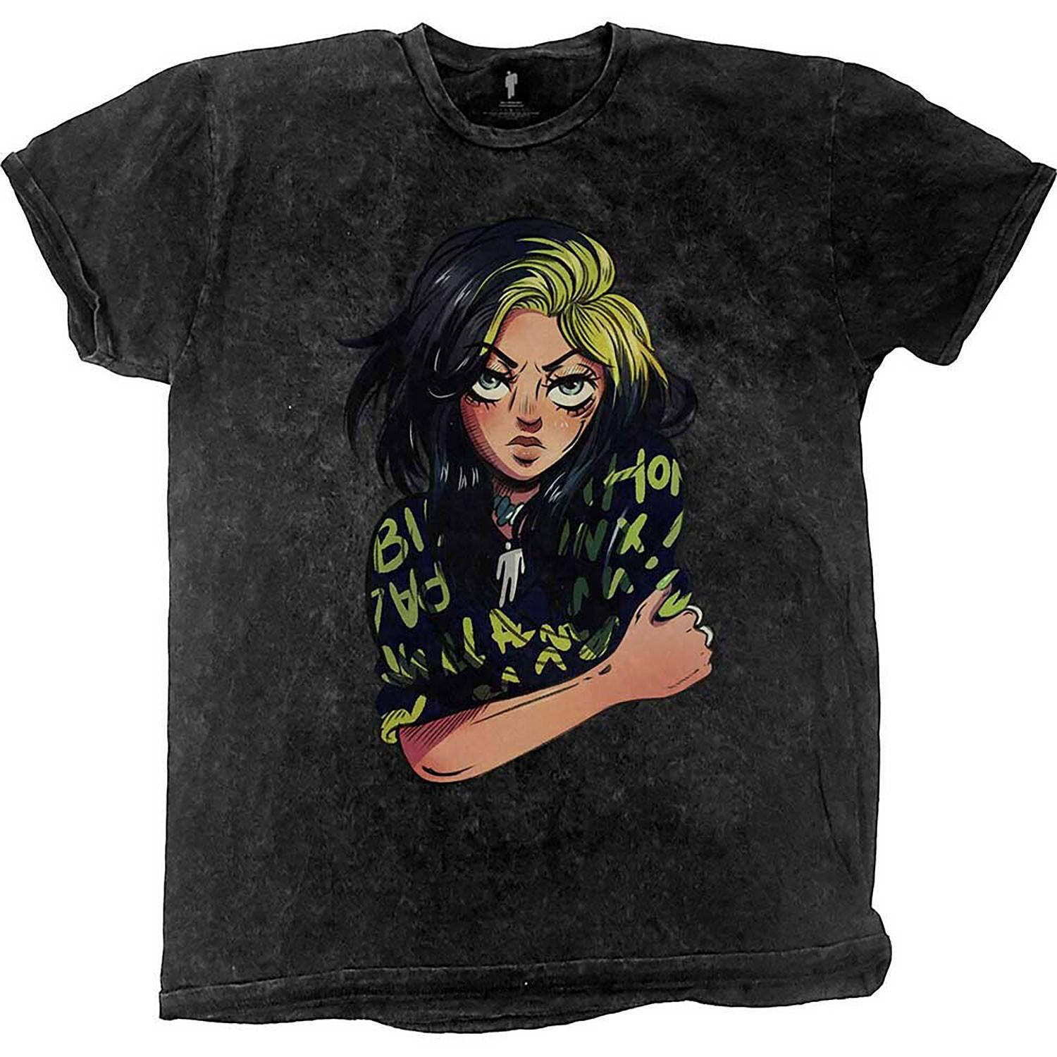 Men s Billie Eilish Anime Billie (Dip-Dye) Tie Dye T-shirt Large Black M