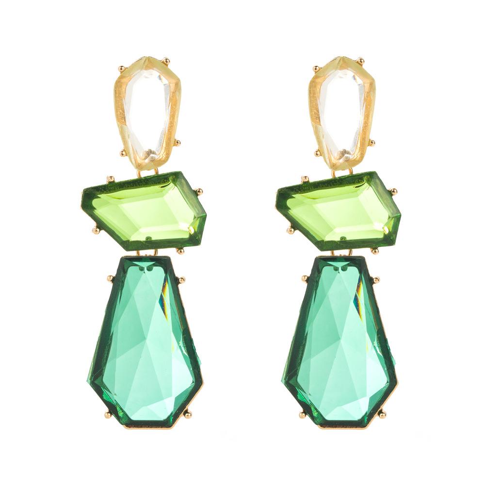 Irregular Geometric Polygon Earrings, with Exaggerated and Long Design, Multi-layered Alloy Resin Ear Accessories