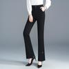 Women's High Waist Slimming Micro Flare Pants, Petite Split Cropped Style for Spring & Autumn - 2026