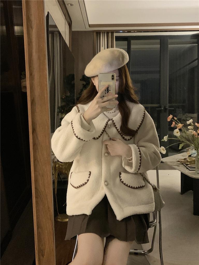 Zimowa Pogrubiona Kurtka Shaker Fleece Krótka Kurtka Futro Jagnięca Wełna Kurtka Płaszcz Wysokiej Jakości Futro Kurtka w Stylu Casual