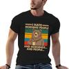 I Hate Morning People And Mornings And People Funny Bear Drinking Coffee Vintage TShirt NonShrink Basic Cotton TShirt