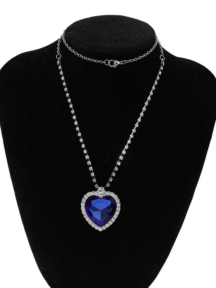 Классический Модный Фильм ТИТАНИК Сердце Океана Ожерелье Морское Сердце Синий Хрусталь Цепочка Шарм Женское Ожерелье Бижутерия