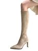 Damen High-Heel Stiefel 2025 Herbst und Winter Neue Hohe Röhren Elastische Dünne Stiefel Lange Stiefel Seitenreißverschluss Aber Knie Ritterstiefel