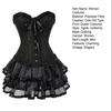 Corset Skirt Set for Women Floral Bustier Corset Top And Tutu Skirt Set Sexy Lace Up Babydoll Costume for Victorian Vintage Style Cosplay Party