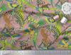 Soimoi Japan Crepe Satin Fabric Branches,Parrot & Leopard Jungle Print Fabric by the metre 42 Inch