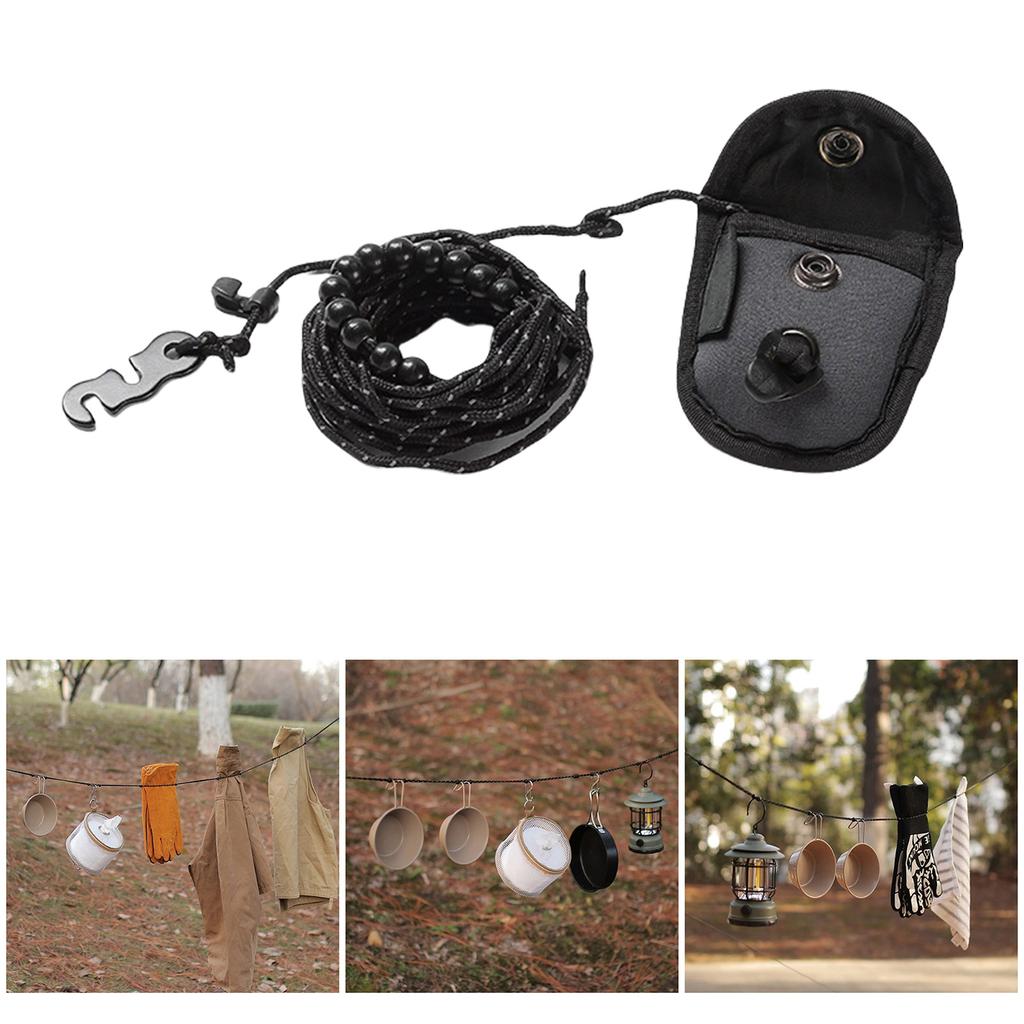 Compact Travel Clothesline Light Weight Camping Clothes Line Travel Washing Line with Solid Beads Laundry Clothes Line