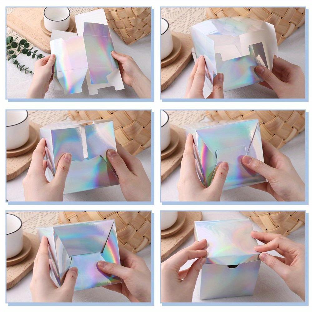 50pcs Mini Gift Boxes Iridescent Gift Boxes Tiny Cardboard Boxes Favor Boxes Candy Treat Boxes for Birthday Wedding Party Bridal Shower Packaging Box
