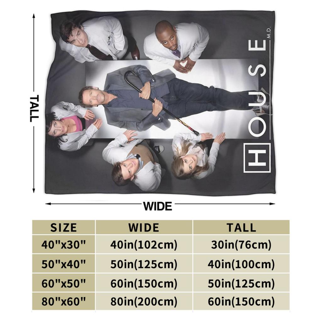 House MD Dr Gregory House Fashion Blanket Multi-size Soft and Lightweight  Throw Fashion Blankets for Couch Sofa and Bed
