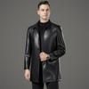 Sheepskin Leather Jacket Men's Autumn and Winter Business Casual Middle-aged Dad Lapel Jacket