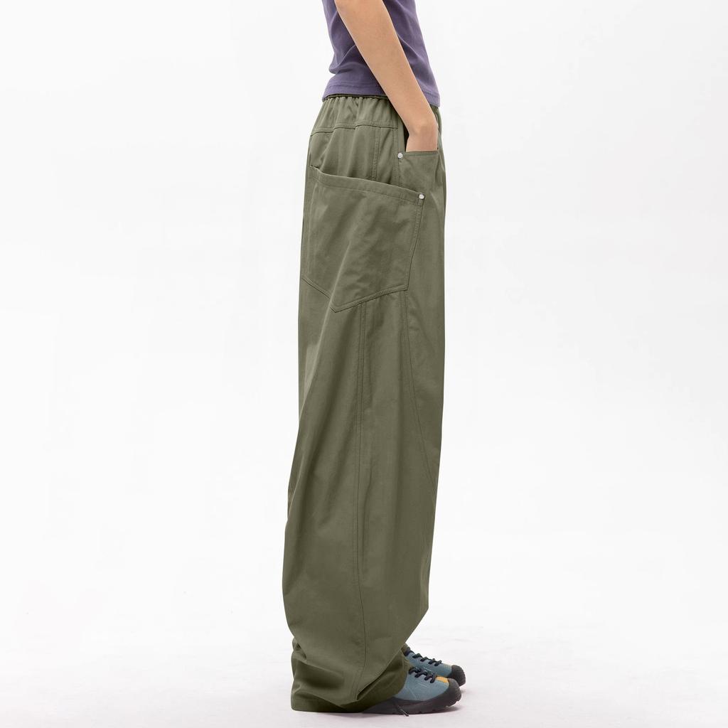 Women's Multi Pocket Straight Leg Wide Leg Solid Color Pants For Floor Mopping