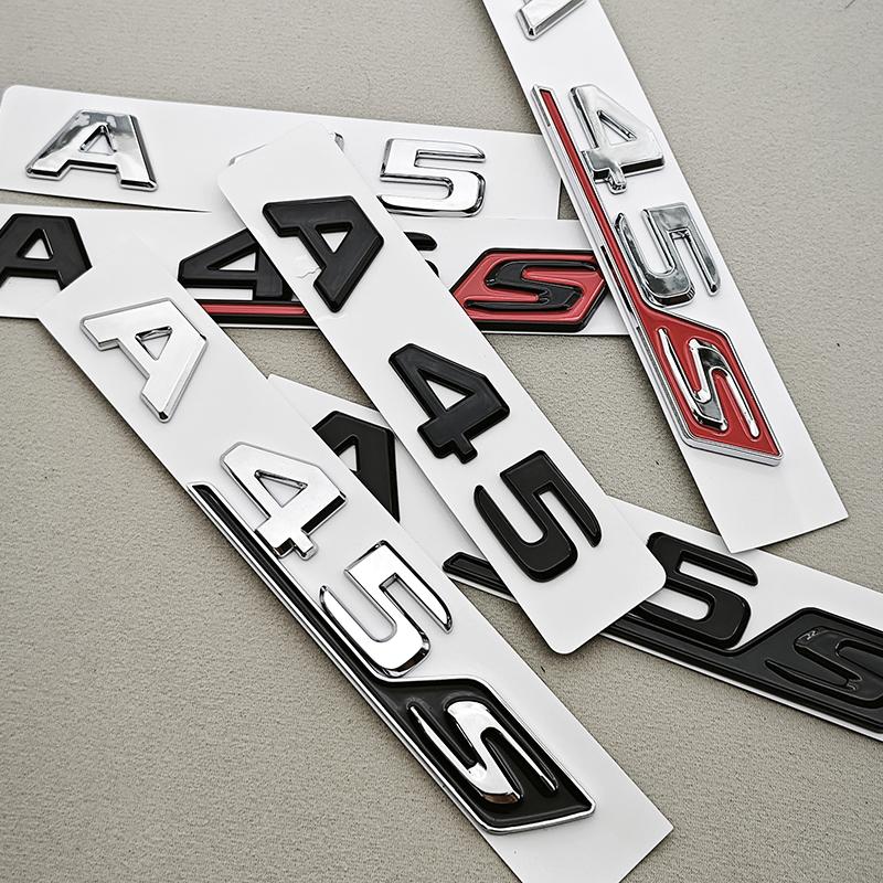3D ABS Car Letters A45S A45 Logo Rear Trunk Badge Emblem Decals For Mercedes Benz AMG A45 A45S Car Sticker Auto Accessories