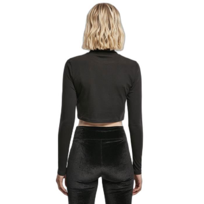 T-shirt À Manches Longues Bio Court À Col Roulé Femme Urban Classics GT - Noir - XXL
